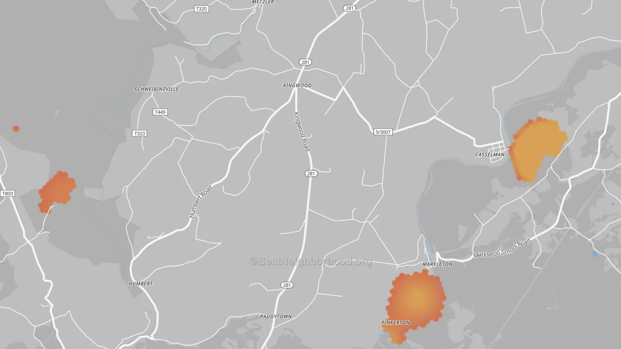Bike Grade map of 15551, PA