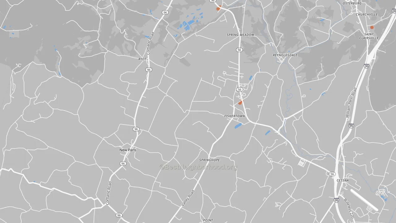 Bike Grade map of 15554, PA