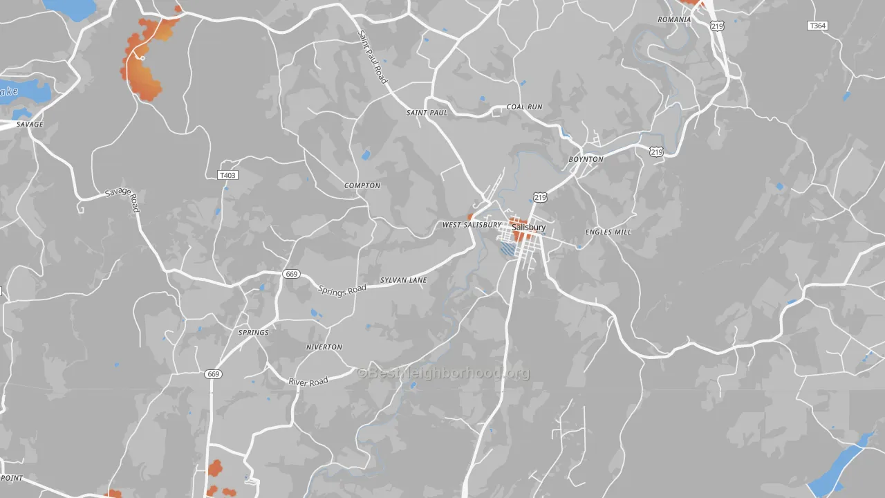 Bike Grade map of 15558, PA