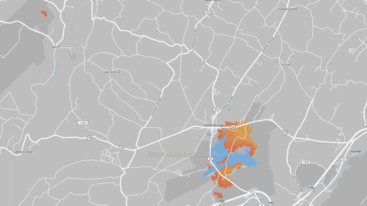 Bike Grade map of 15559, PA