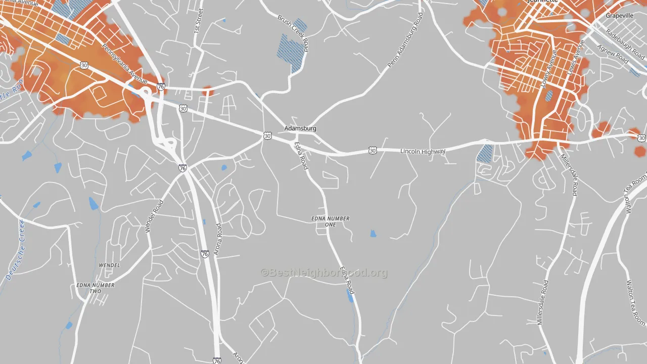 Bike Grade map of 15611, PA
