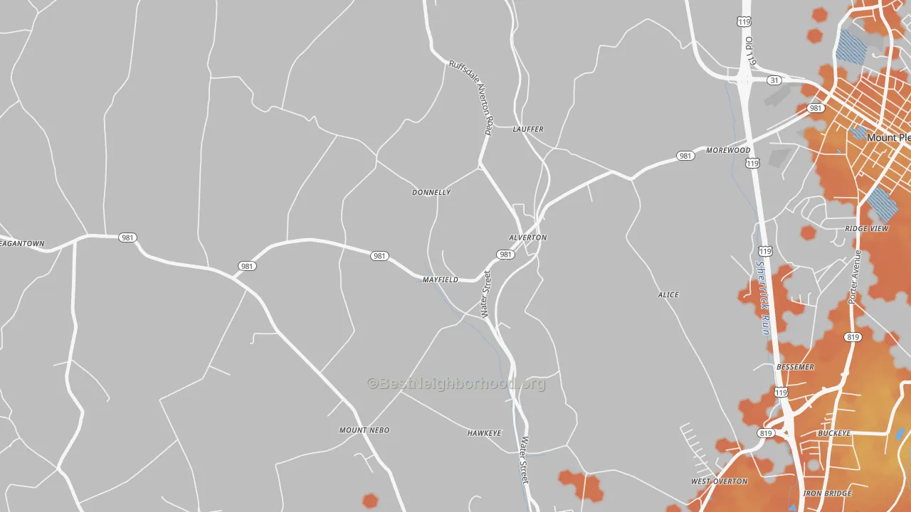 Bike Grade map of 15612, PA