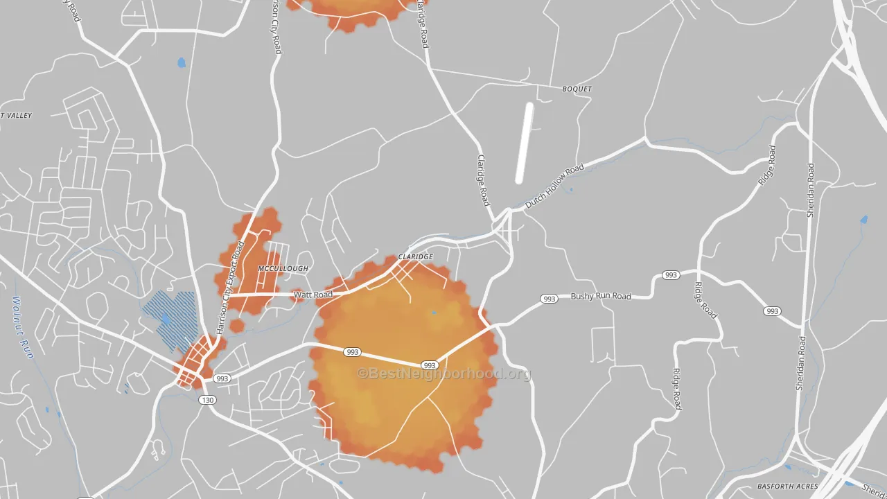 Bike Grade map of 15623, PA
