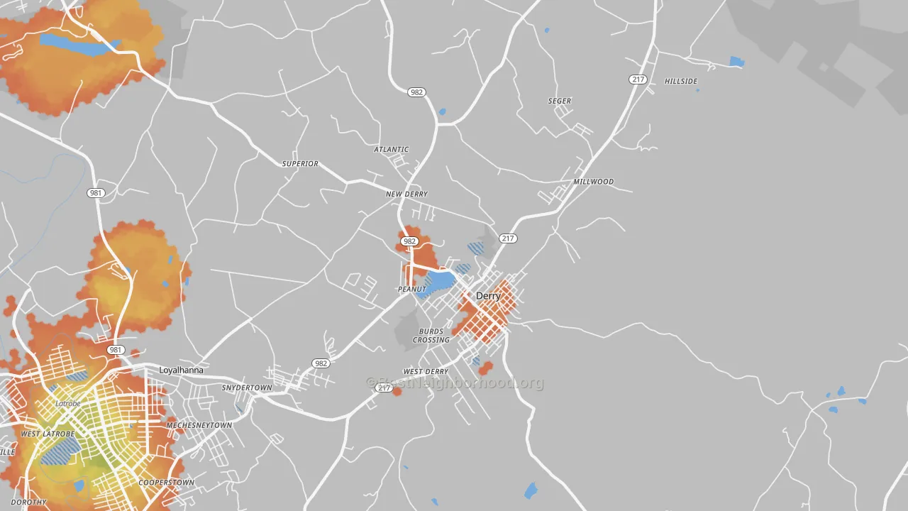 Bike Grade map of 15627, PA
