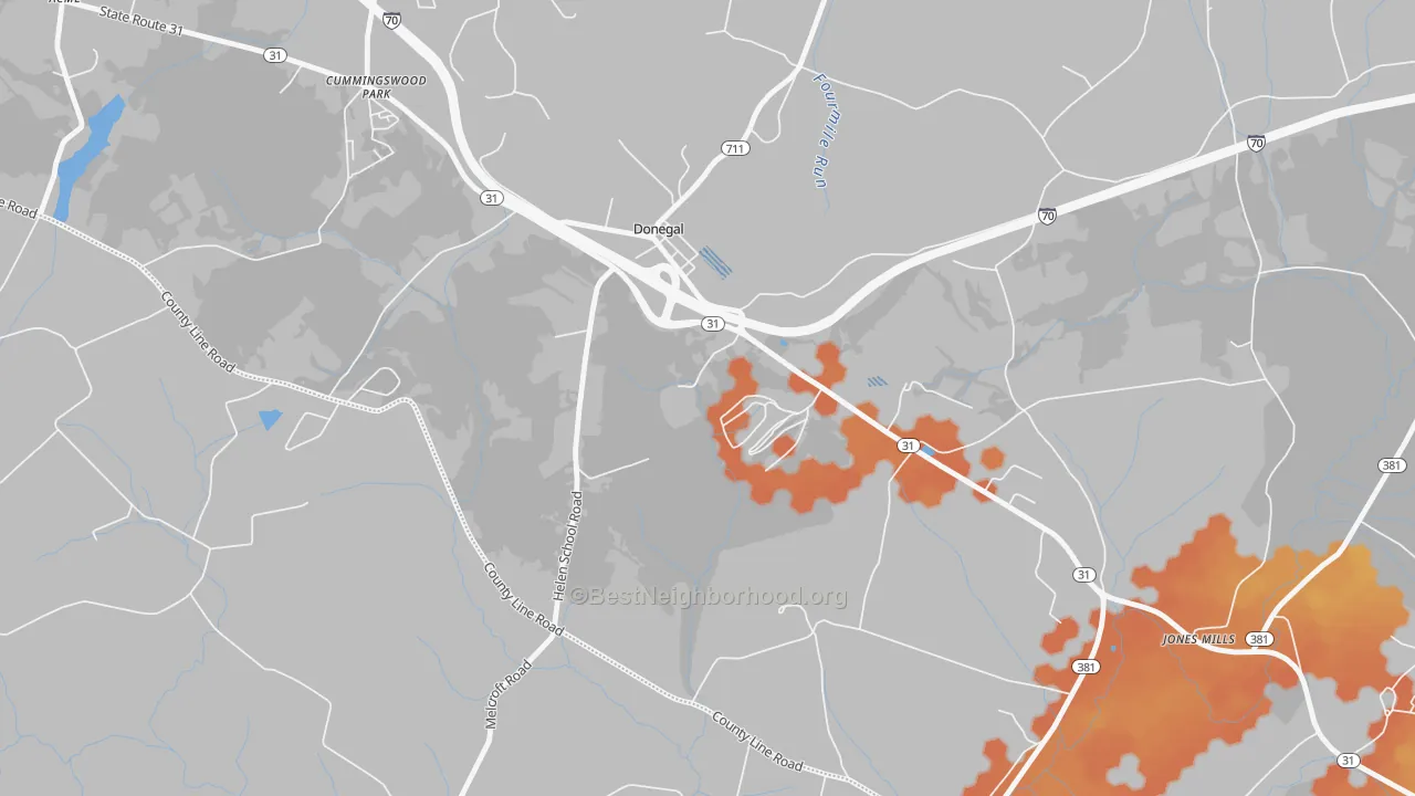 Bike Grade map of 15628, PA