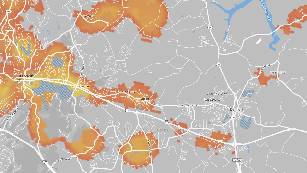 Bike Grade map of 15632, PA