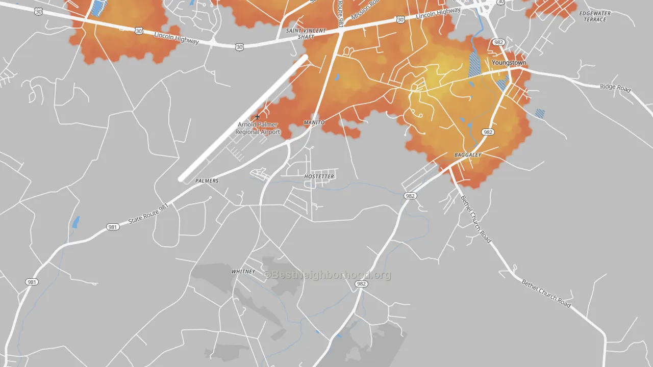 Bike Grade map of 15638, PA