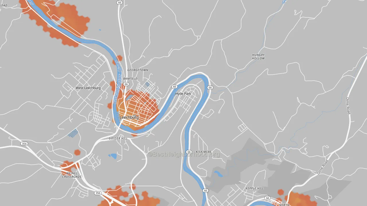 Bike Grade map of 15641, PA