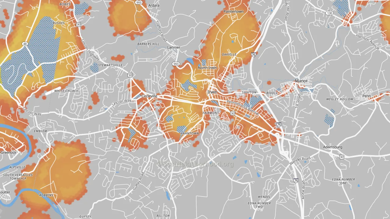 Bike Grade map of 15642, PA