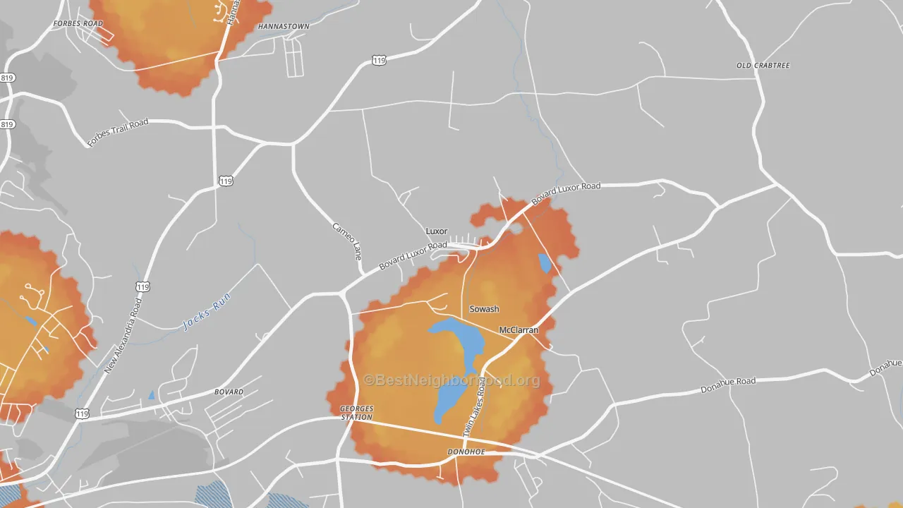 Bike Grade map of 15662, PA