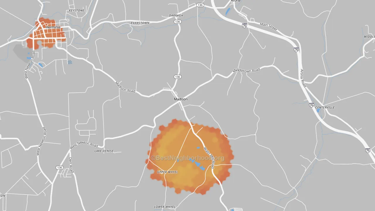 Bike Grade map of 15663, PA