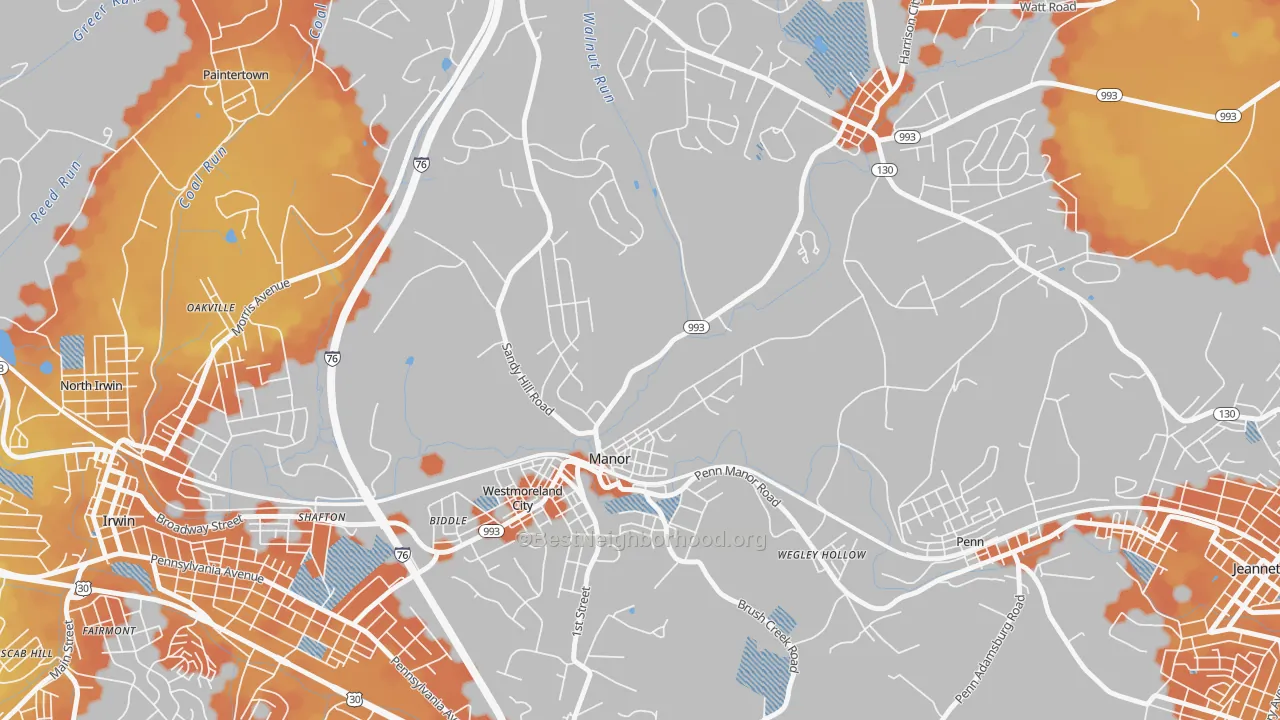 Bike Grade map of 15665, PA
