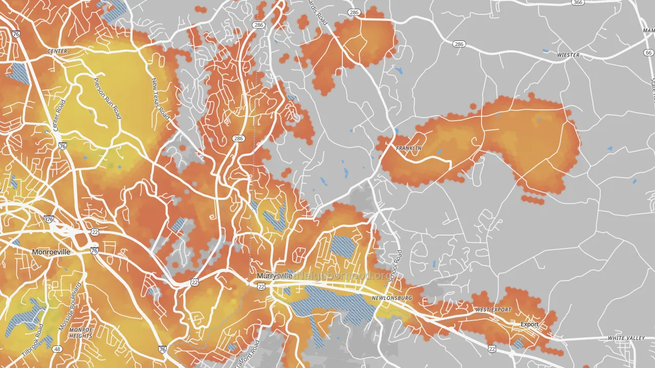 Bike Grade map of 15668, PA