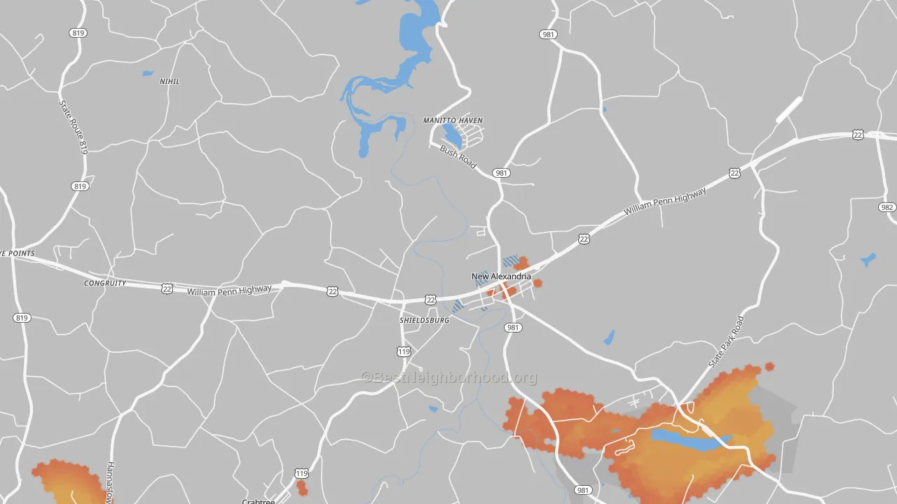 Bike Grade map of 15670, PA