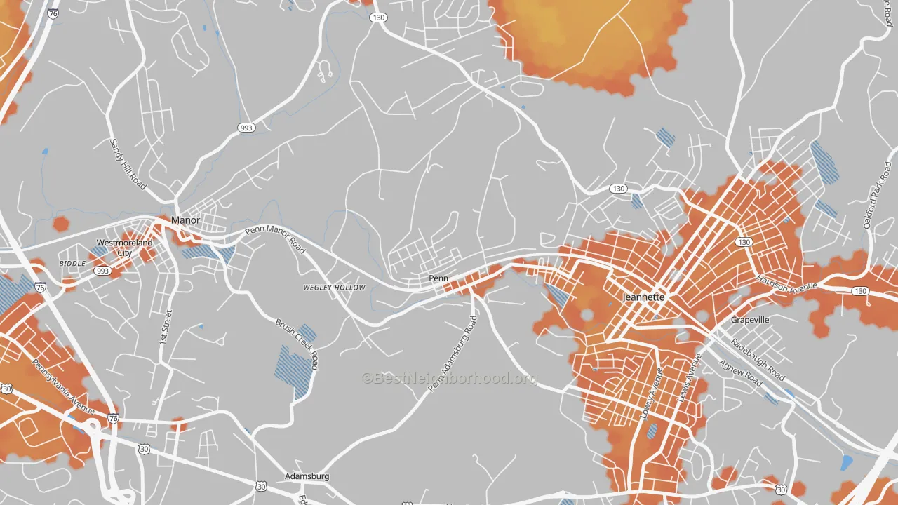 Bike Grade map of 15675, PA