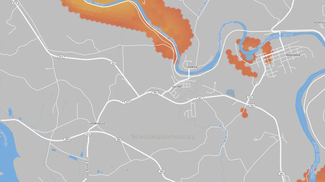 Bike Grade map of 15680, PA