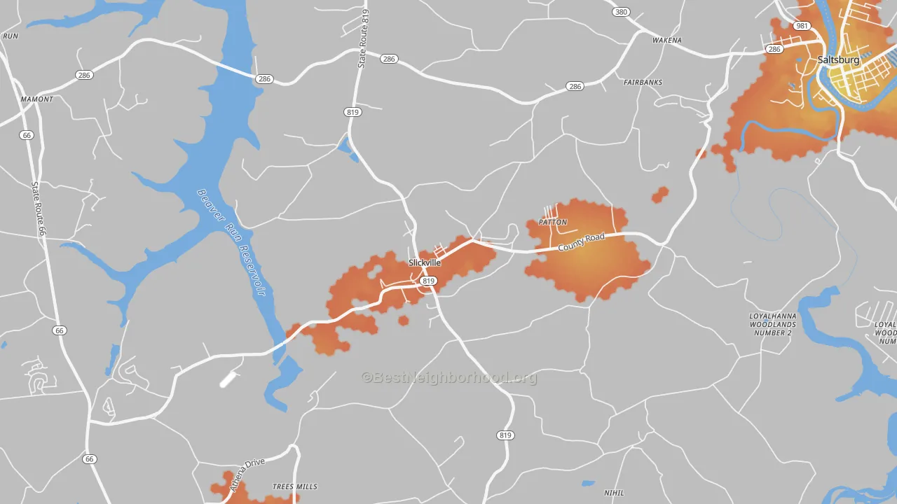 Bike Grade map of 15684, PA
