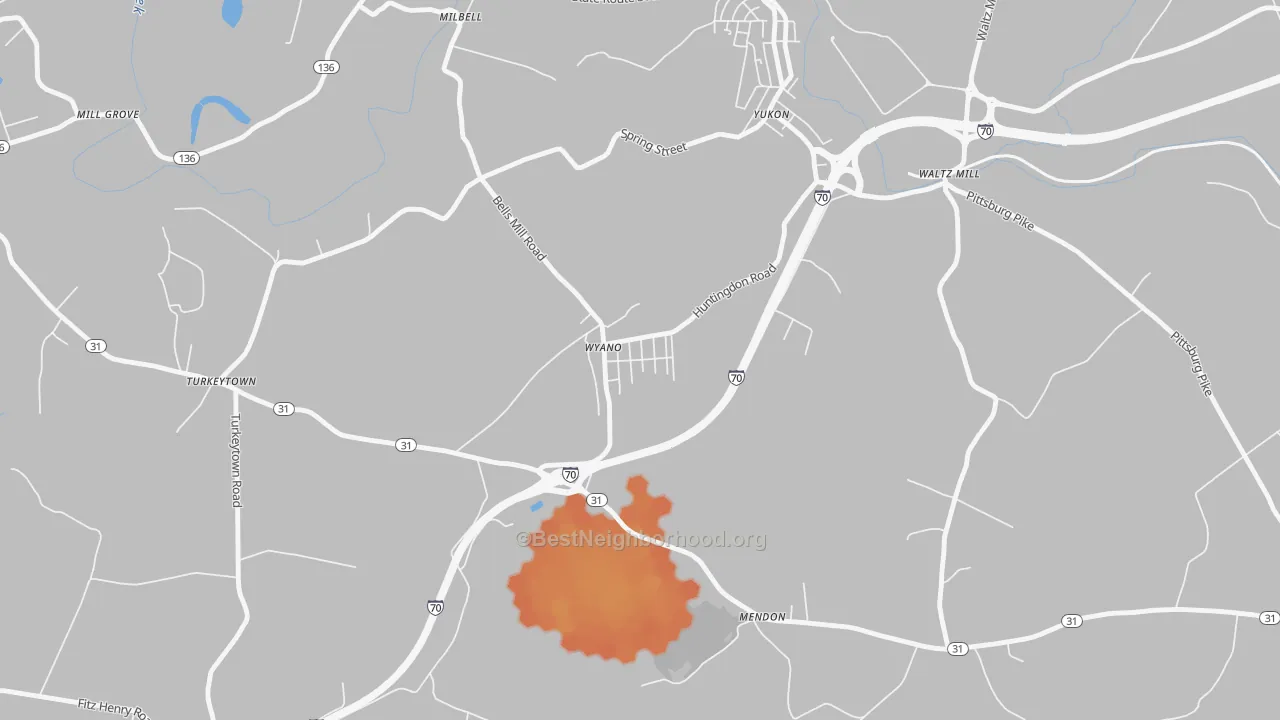Bike Grade map of 15695, PA