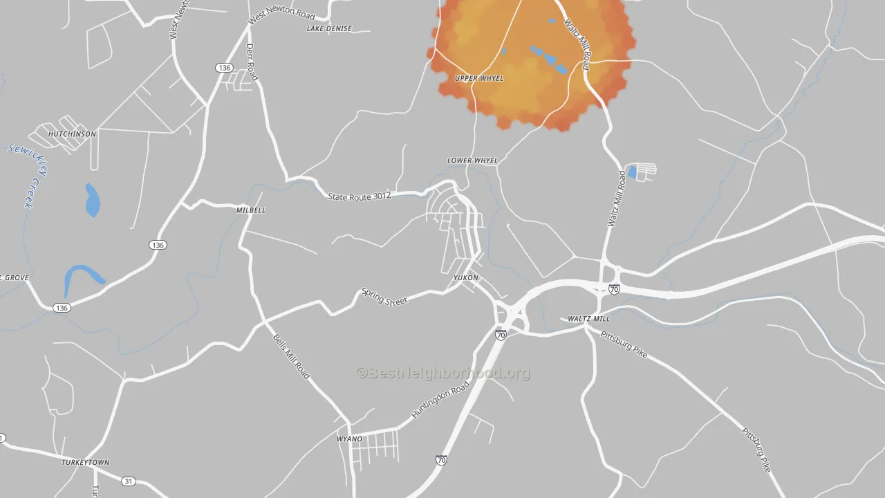 Bike Grade map of 15698, PA