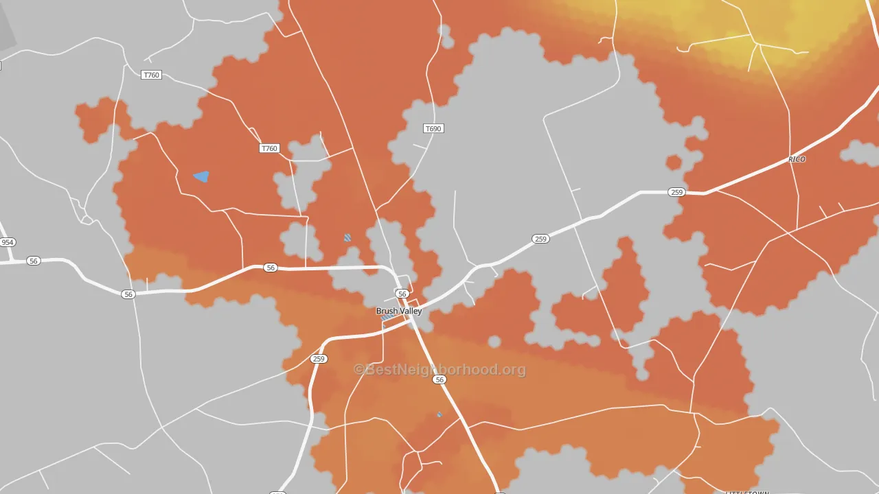 Bike Grade map of 15720, PA