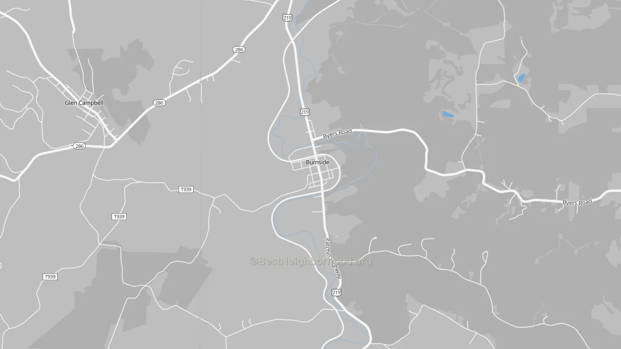 Bike Grade map of 15721, PA