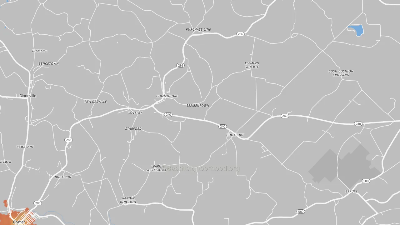 Bike Grade map of 15729, PA