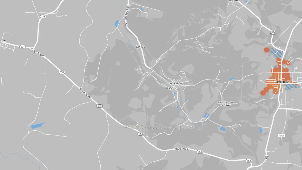 Bike Grade map of 15737, PA