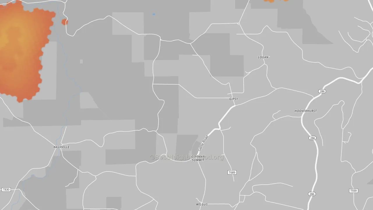 Bike Grade map of 15741, PA