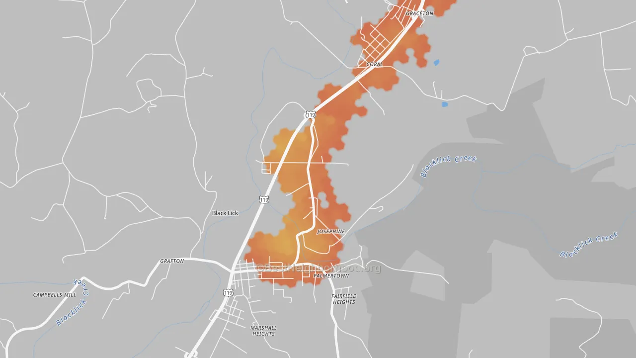 Bike Grade map of 15750, PA