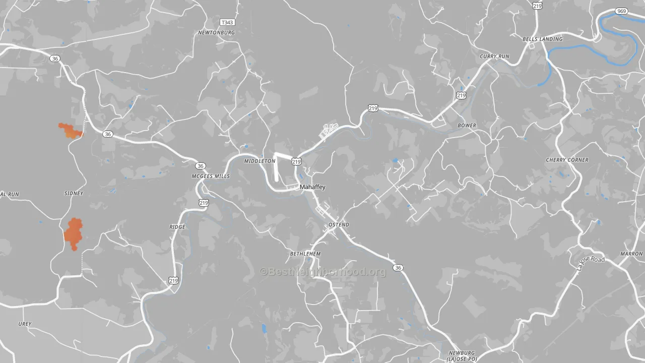 Bike Grade map of 15757, PA