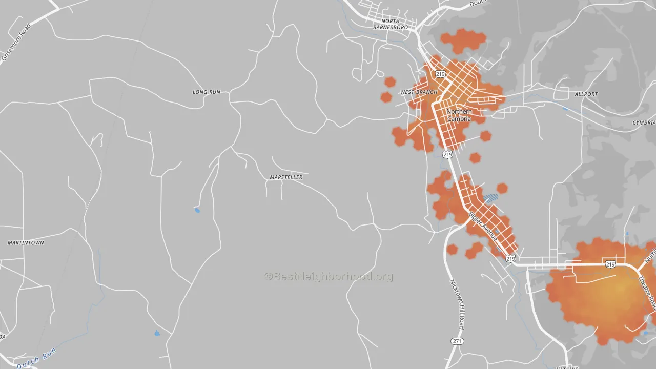 Bike Grade map of 15760, PA