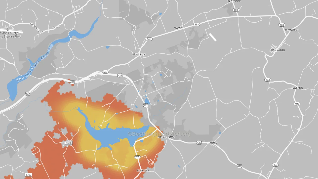 Bike Grade map of 15765, PA