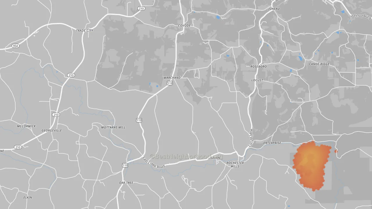 Bike Grade map of 15771, PA