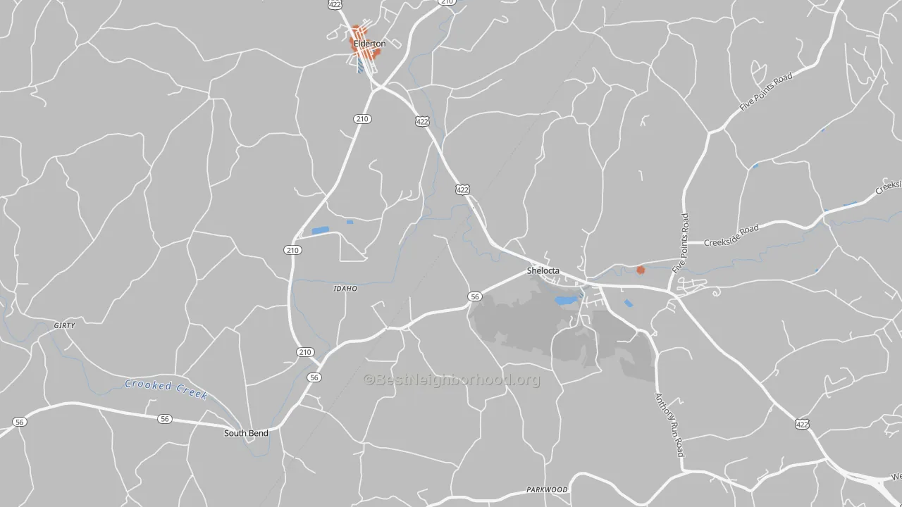 Bike Grade map of 15774, PA
