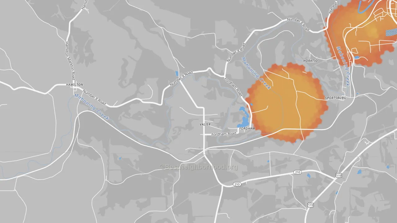 Bike Grade map of 15780, PA