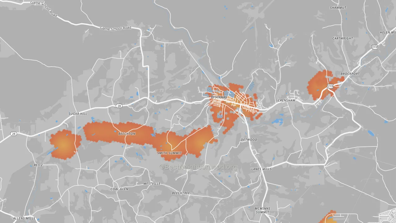 Bike Grade map of 15824, PA