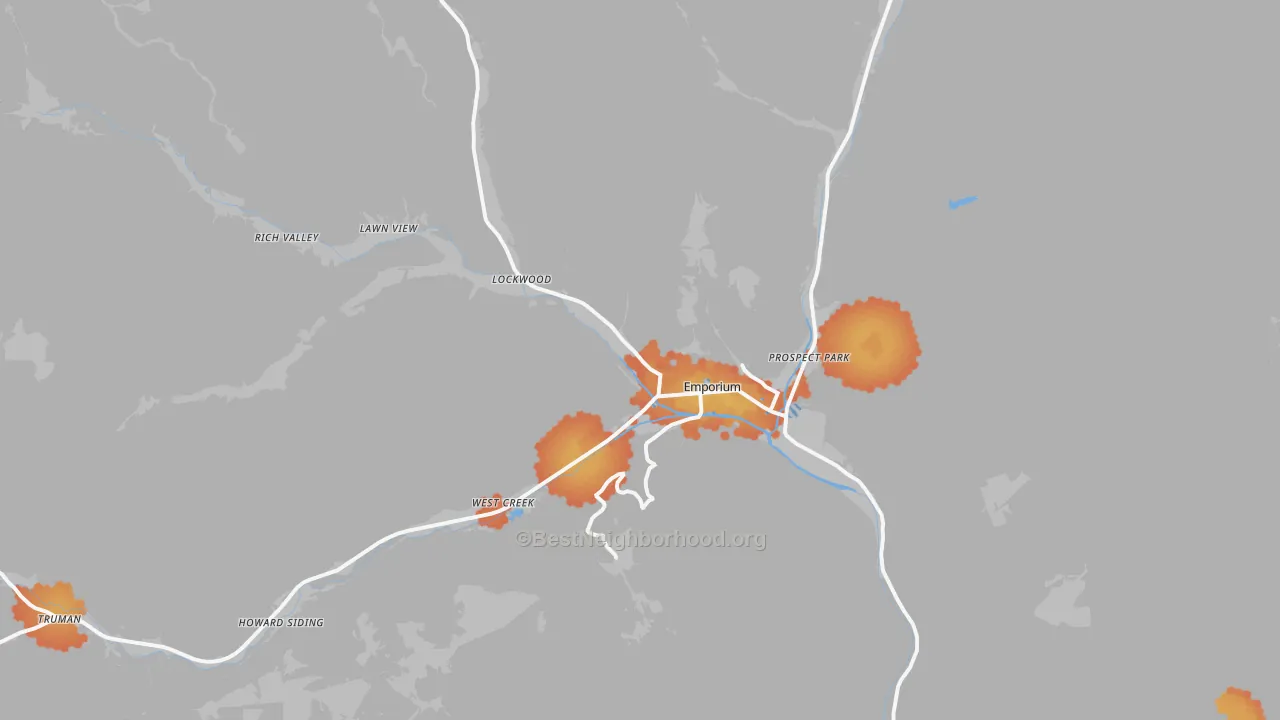 Bike Grade map of 15834, PA