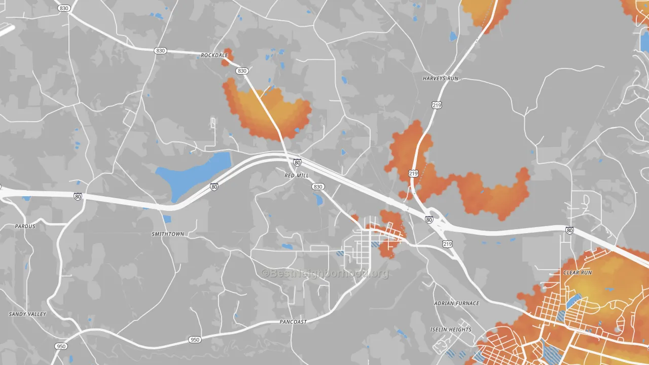 Bike Grade map of 15840, PA