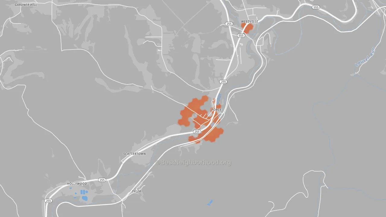 Bike Grade map of 15841, PA