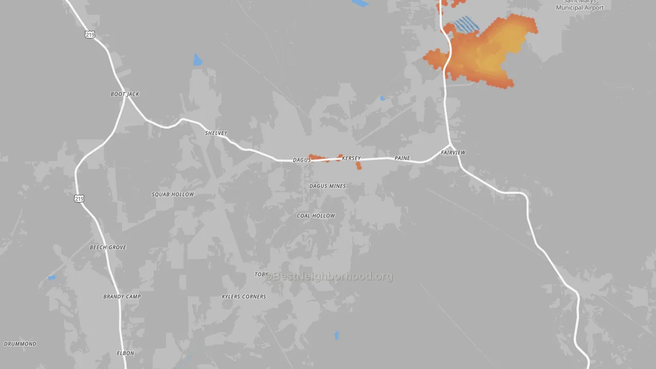 Bike Grade map of 15846, PA
