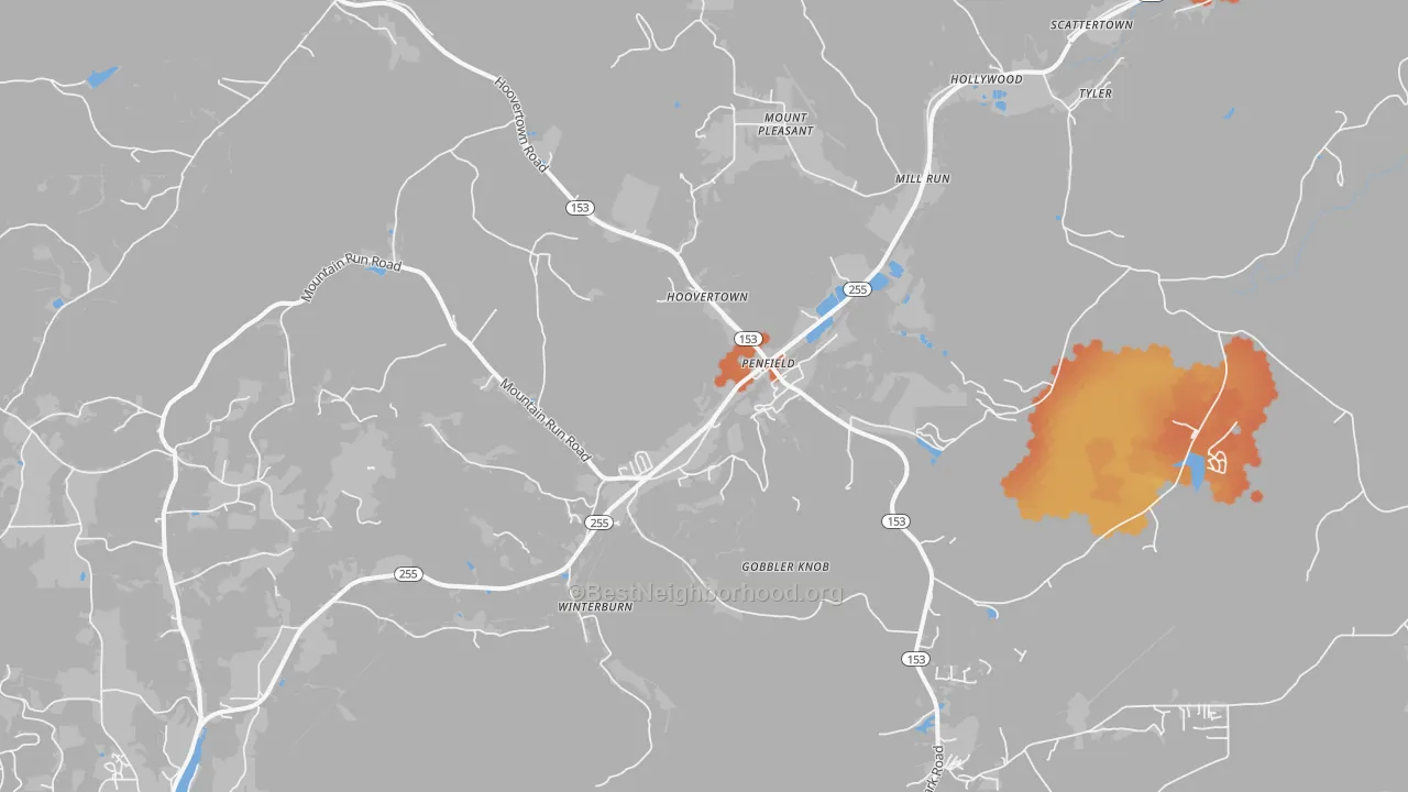 Bike Grade map of 15849, PA