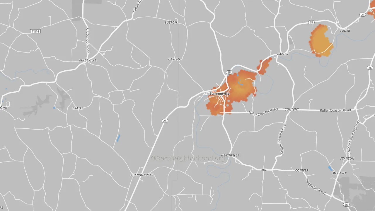 Bike Grade map of 15864, PA