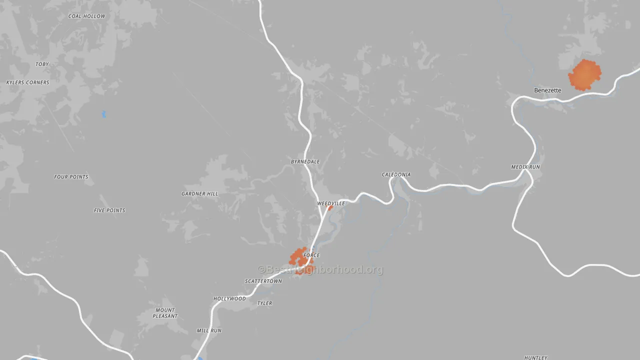 Bike Grade map of 15868, PA