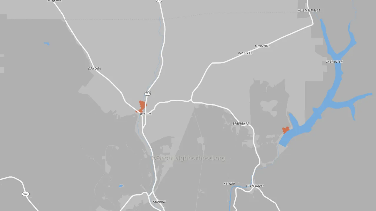 Bike Grade map of 15870, PA