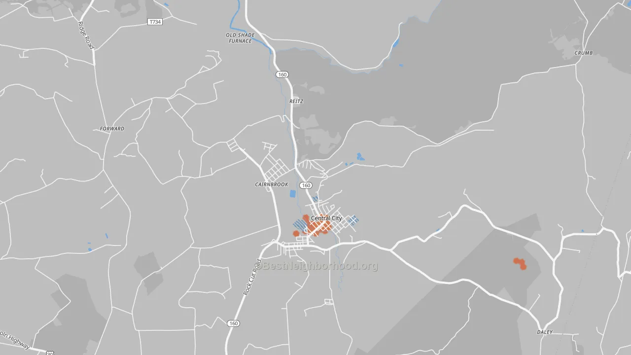 Bike Grade map of 15924, PA