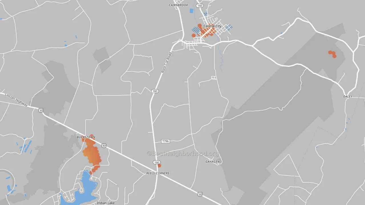 Bike Grade map of 15926, PA