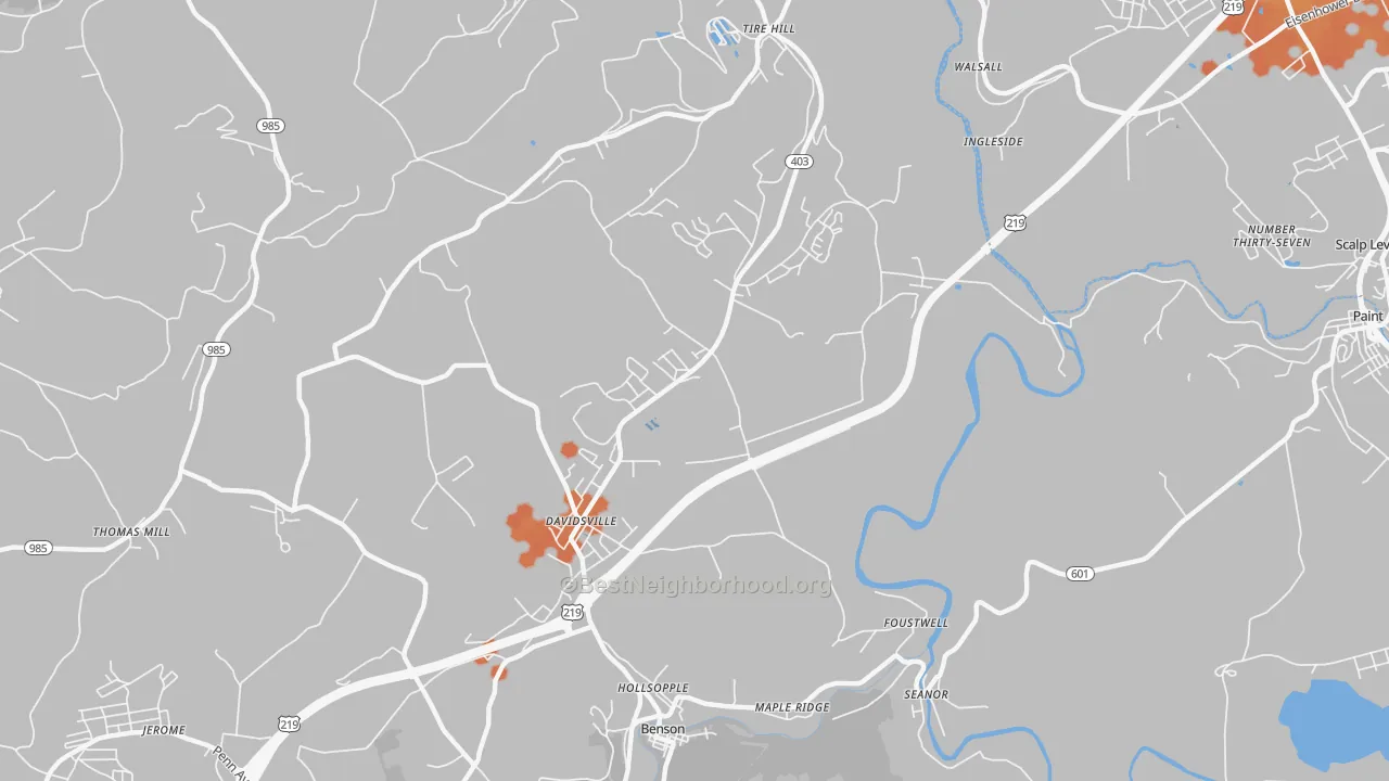 Bike Grade map of 15928, PA