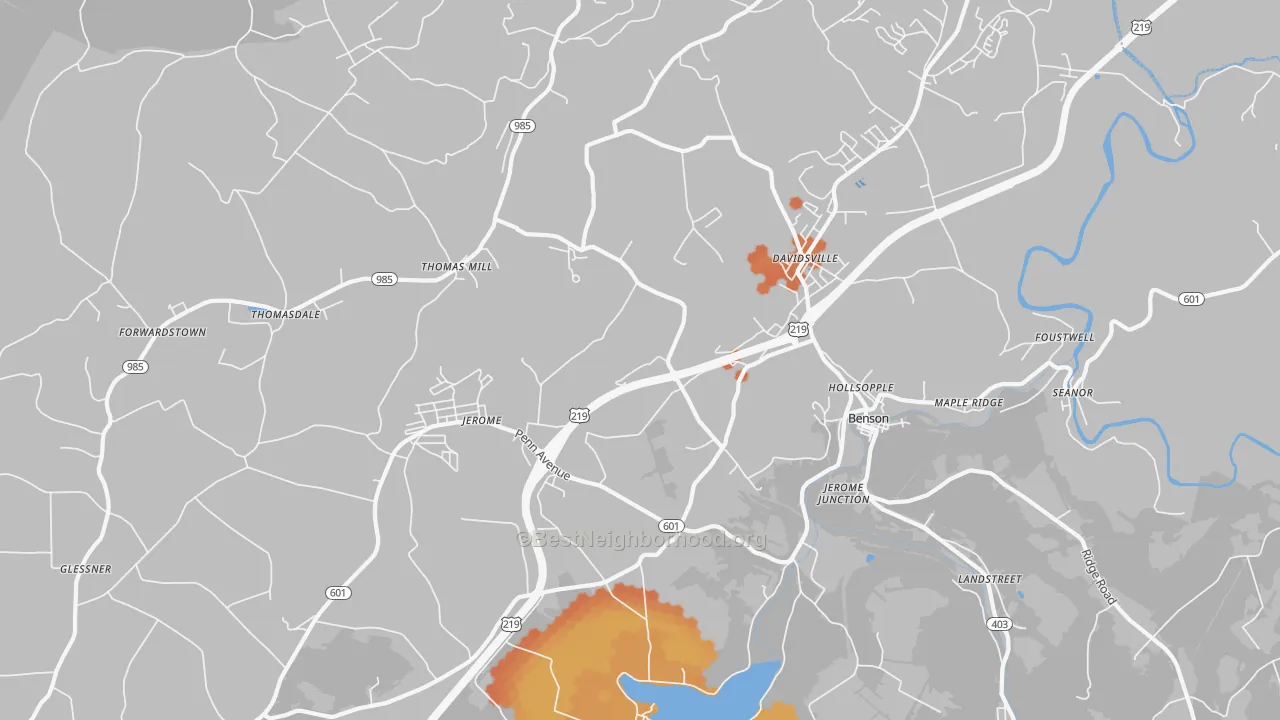 Bike Grade map of 15935, PA