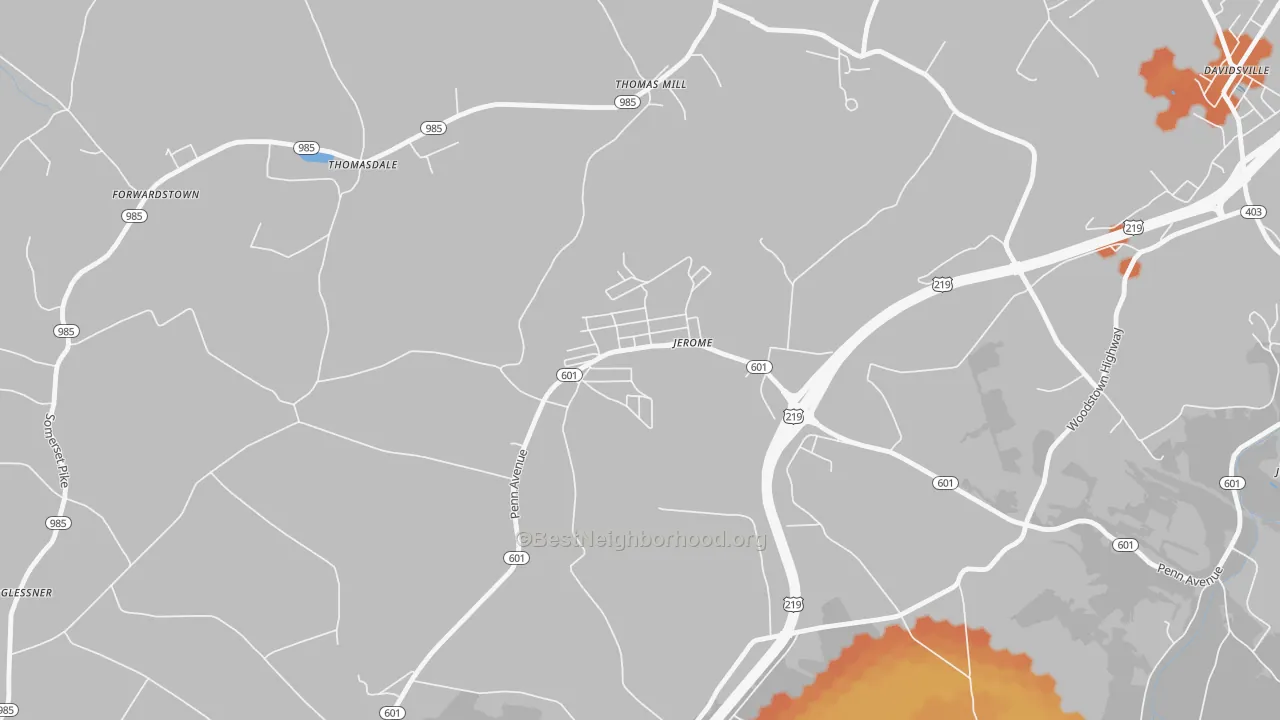 Bike Grade map of 15937, PA