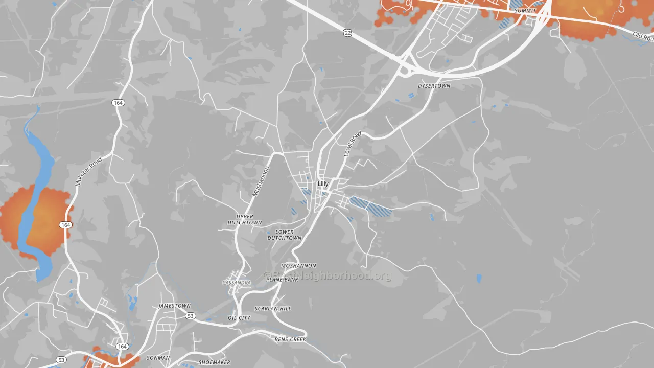 Bike Grade map of 15938, PA